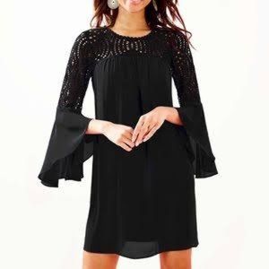Lilly Pulitzer Onyx Amenna Bell Sleeve Lace Dress Size 2